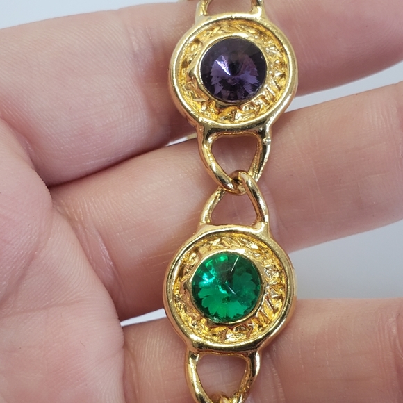 Beautiful Gold tone & Multi Color Crystal Bracelet - Picture 2 of 3